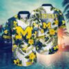 Michigan Wolverines Flowered Hawaiian Shirt