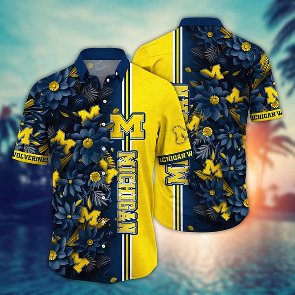 Michigan Wolverines Tropical Blossom Hawaiian Shirt Michigan Wolverines Tropical Blossom Hawaiian Shirt