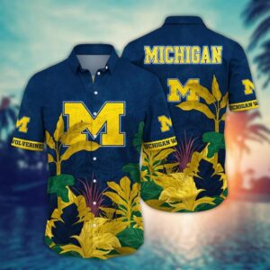 Michigan Wolverines Tropical Leaf Aloha Hawaiian Shirt