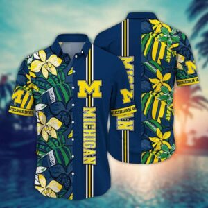 Michigan Wolverines Tropical Yellow Leaf Hawaiian Shirt