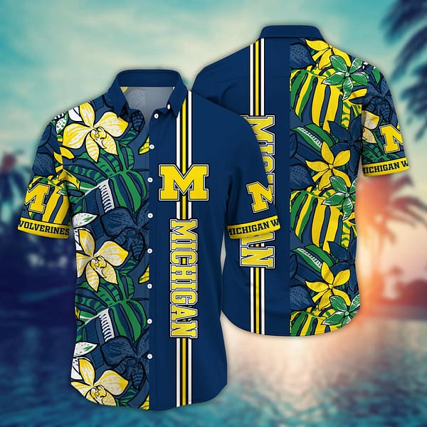 Michigan Wolverines Tropical Yellow Leaf Hawaiian Shirt Michigan Wolverines Tropical Yellow Leaf Hawaiian Shirt