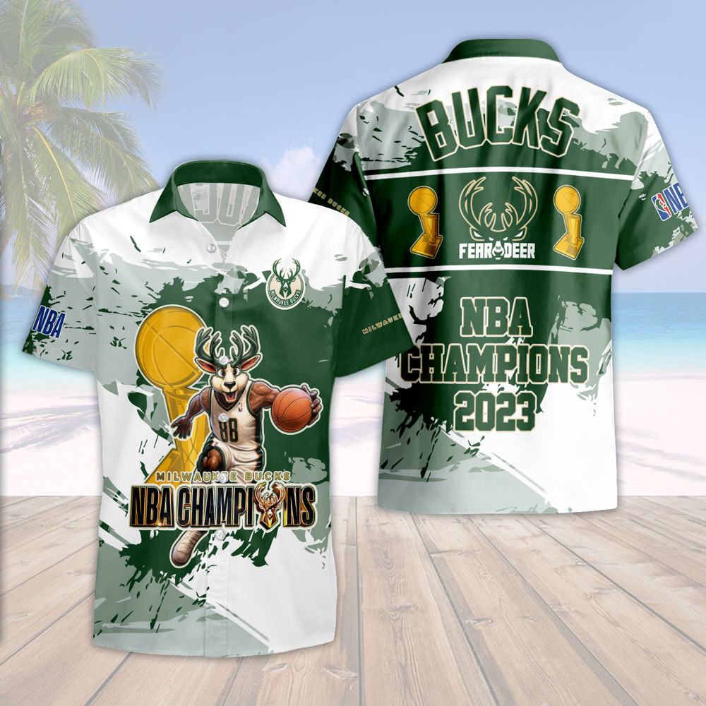 Milwaukee Bucks Fear The Dear Champions 3D Hawaiian Shirt Milwaukee Bucks Fear The Dear Champions 3D Hawaiian Shirt