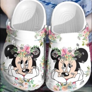 Minnie Mouse With Flowers Crocband Crocs Clog Shoes