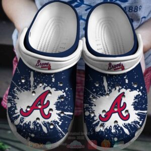 Mlb Atlanta Braves White-Navy Crocband Crocs Clog Shoes