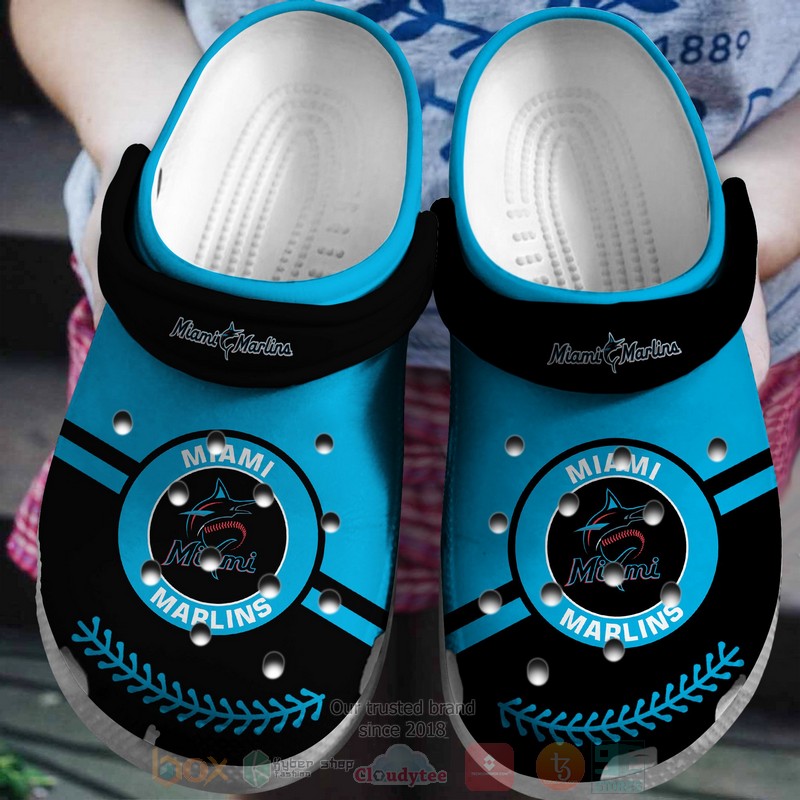Mlb Miami Marlins Black-Blue Crocband Crocs Clog Shoes Mlb Miami Marlins Black-Blue Crocband Crocs Clog Shoes