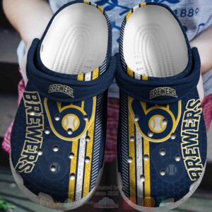 Mlb Milwaukee Brewers Navy Crocband Crocs Clog Shoes
