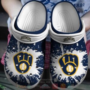 Mlb Milwaukee Brewers Navy-White Crocband Crocs Clog Shoes
