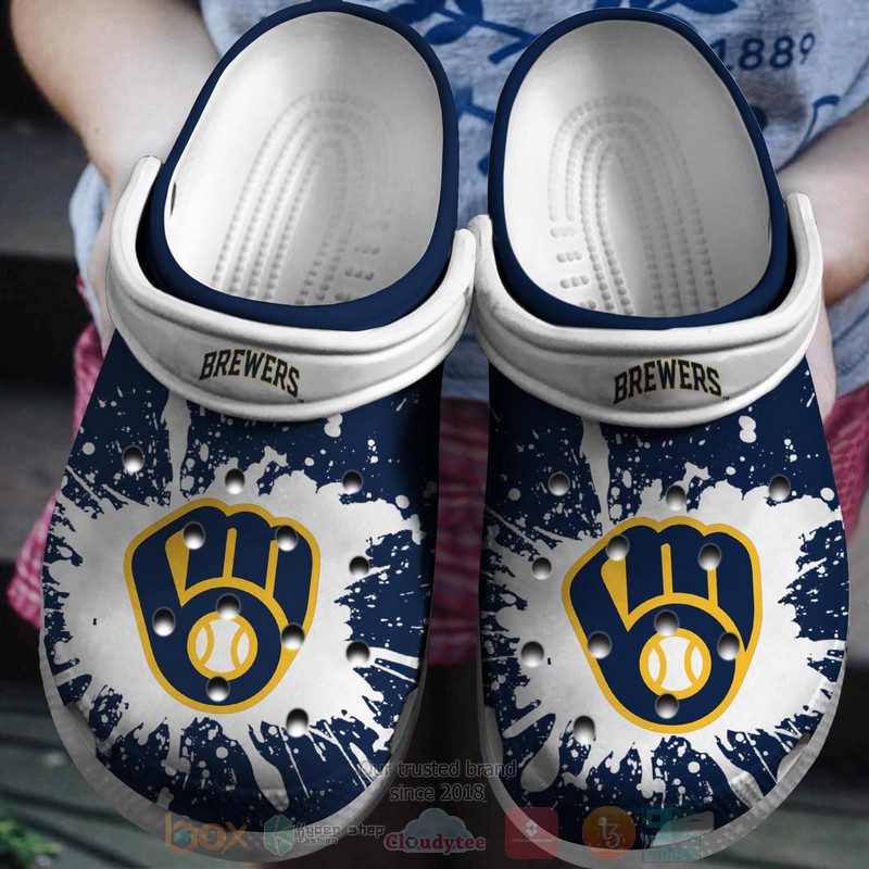 Mlb Milwaukee Brewers Navy-White Crocband Crocs Clog Shoes Mlb Milwaukee Brewers Navy-White Crocband Crocs Clog Shoes