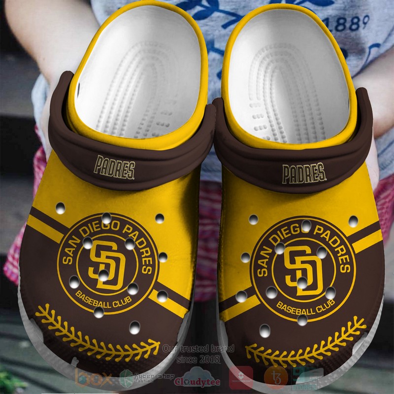 Mlb San Diego Padres Brown-Yellow Crocband Crocs Clog Shoes Mlb San Diego Padres Brown-Yellow Crocband Crocs Clog Shoes