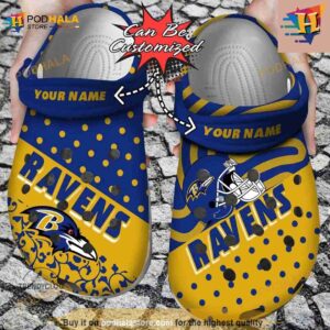 NFL Crocs Baltimore Ravens Polka Dots Colors Crocs Clog Shoes