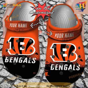 NFL Crocs Cincinnati Bengals Half Tone Drip Flannel Crocs Clog Shoes