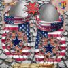 NFL Crocs Dallas Cowboys American Flag Breaking Wall Crocs Clog Shoes