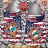NFL Crocs Miami Dolphins American Flag Breaking Wall Crocs Clog Shoes