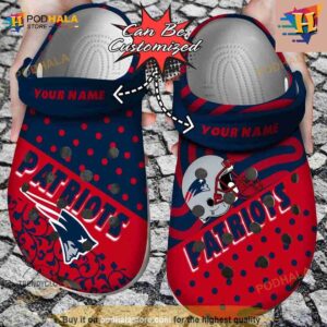 NFL Crocs New England Patriots Polka Dots Colors Crocs Clog Shoes