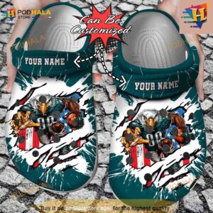 NFL Crocs Philadelphia Eagles Mascot Ripped Flag Crocs Clog Shoes
