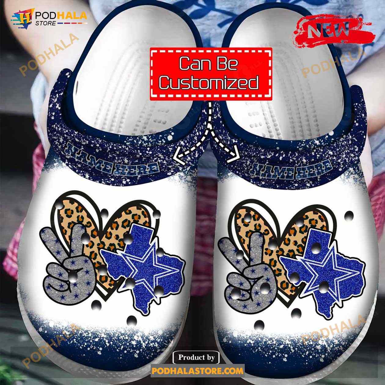 National Football Peace Love D.Cowboys Glitter Leopard For Unisex & Kids Crocs Clog Shoes National Football Peace Love D.Cowboys Glitter Leopard For Unisex & Kids Crocs Clog Shoes