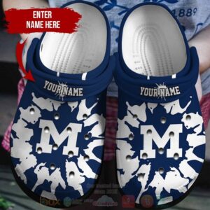 Ncaa Michigan Wolverines Football Custom Name Navy Pattern Crocband Crocs Clog Shoes