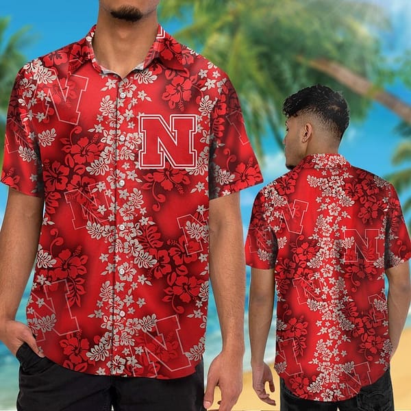 Nebraska Cornhuskers Mini Blossom Aloha Hawaiian Shirt Nebraska Cornhuskers Mini Blossom Aloha Hawaiian Shirt