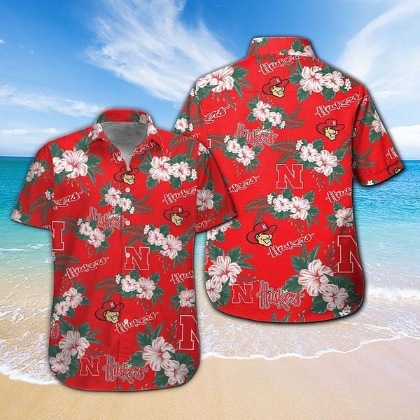 Nebraska Cornhuskers White Blossom Aloha Hawaiian Shirt Nebraska Cornhuskers White Blossom Aloha Hawaiian Shirt