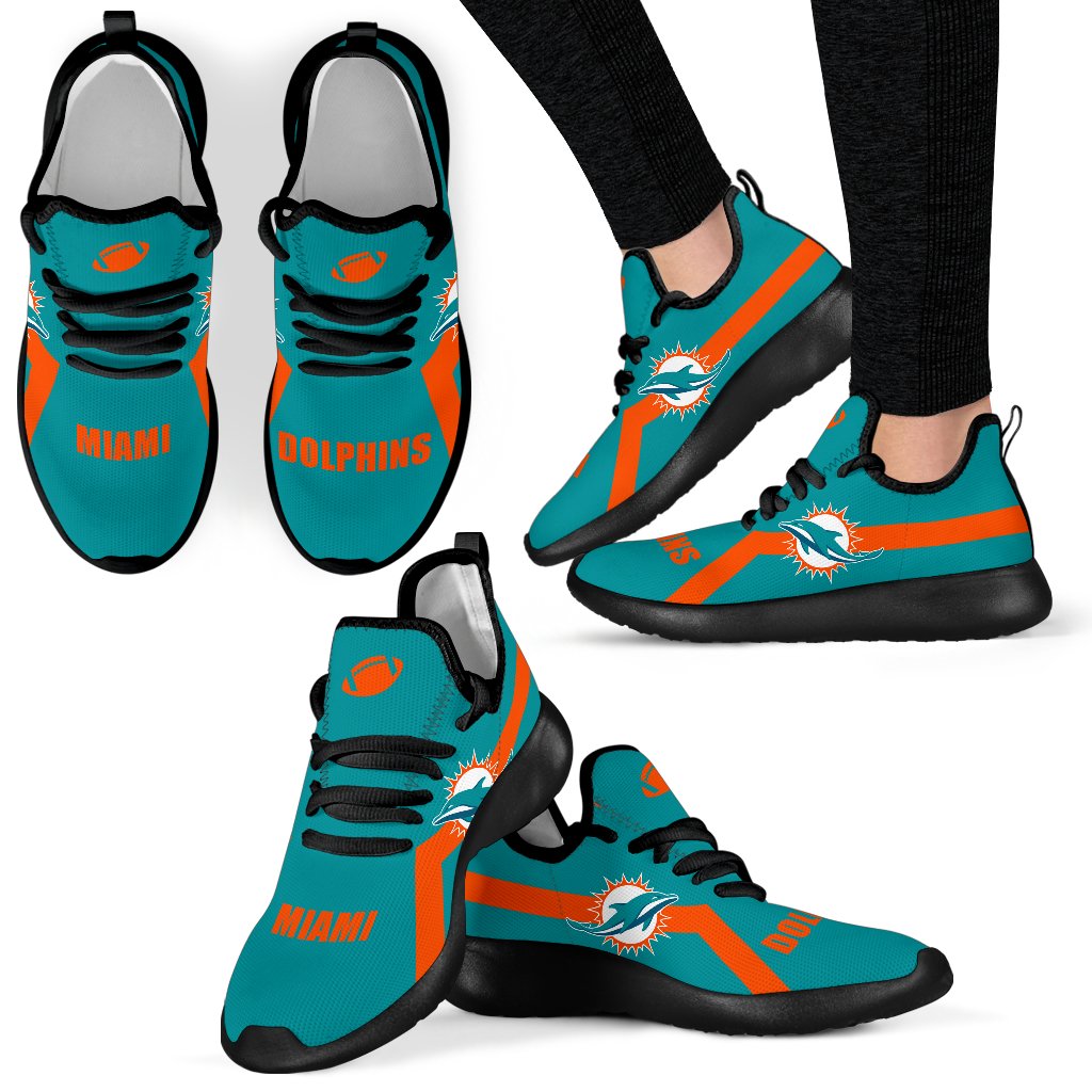 New Style Line Logo Miami Dolphins Mesh Knit Sneakers New Style Line Logo Miami Dolphins Mesh Knit Sneakers