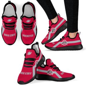 New Style Line Logo Ohio State Buckeyes Mesh Knit Sneakers
