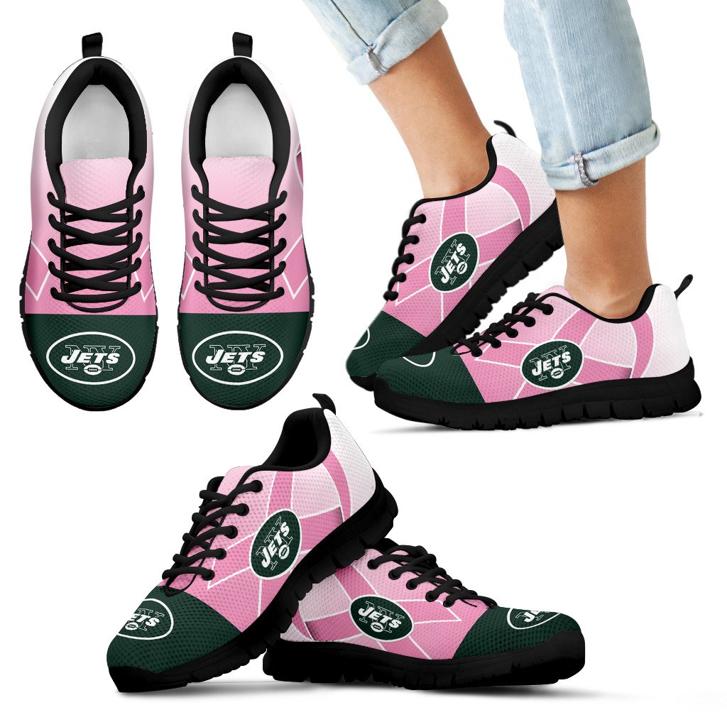 New York Jets Cancer Pink Ribbon Sneakers New York Jets Cancer Pink Ribbon Sneakers