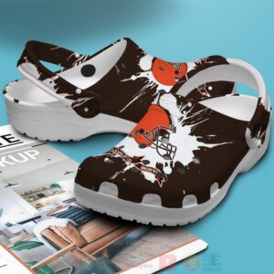 Nfl Cleveland Browns Custom Name Dark Brown-White Crocband Crocs Clog Shoes