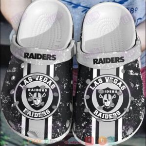 Nfl Las Vegas Raiders Black-White Crocband Crocs Clog Shoes