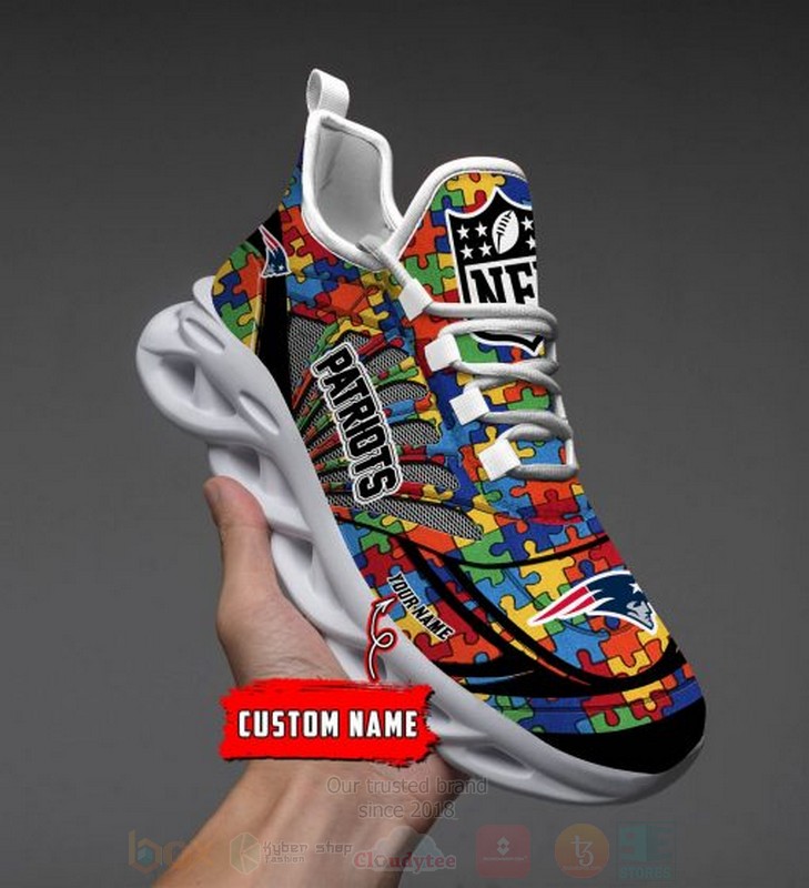 Nfl New England Patriots-Autism Personalized Clunky Max Soul Shoes Nfl New England Patriots-Autism Personalized Clunky Max Soul Shoes