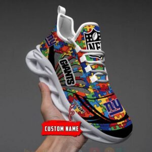 Nfl New York Giants-Autism Personalized Clunky Max Soul Shoes