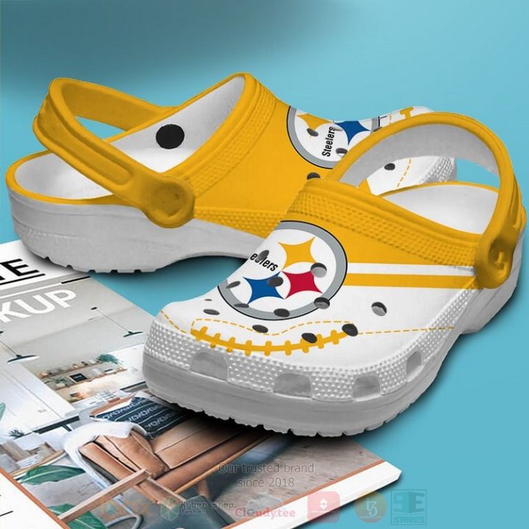 Nfl-Pittsburgh-Steelers-Custom-Name-White-Yellow-Crocband-Crocs-Clog-Shoes-2