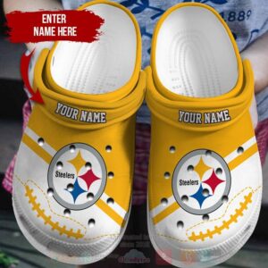 Nfl Pittsburgh Steelers Custom Name White-Yellow Crocband Crocs Clog Shoes