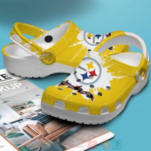 Nfl Pittsburgh Steelers Custom Name White-Yellows Crocband Crocs Clog Shoes