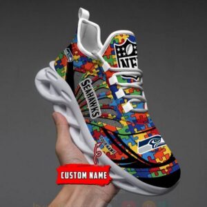 Nfl Seattle Seahawks-Autism Personalized Clunky Max Soul Shoes