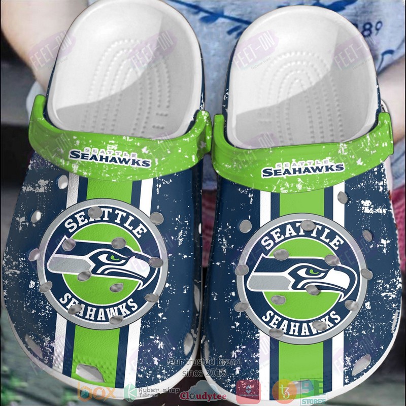 Nfl Seattle Seahawks Navy-Green Crocband Crocs Clog Shoes Nfl Seattle Seahawks Navy-Green Crocband Crocs Clog Shoes