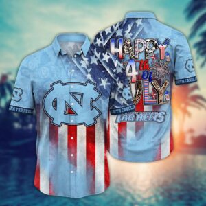 North Carolina Tar Heels 4th Of July America Flag Pattern Hawaiian Shirt