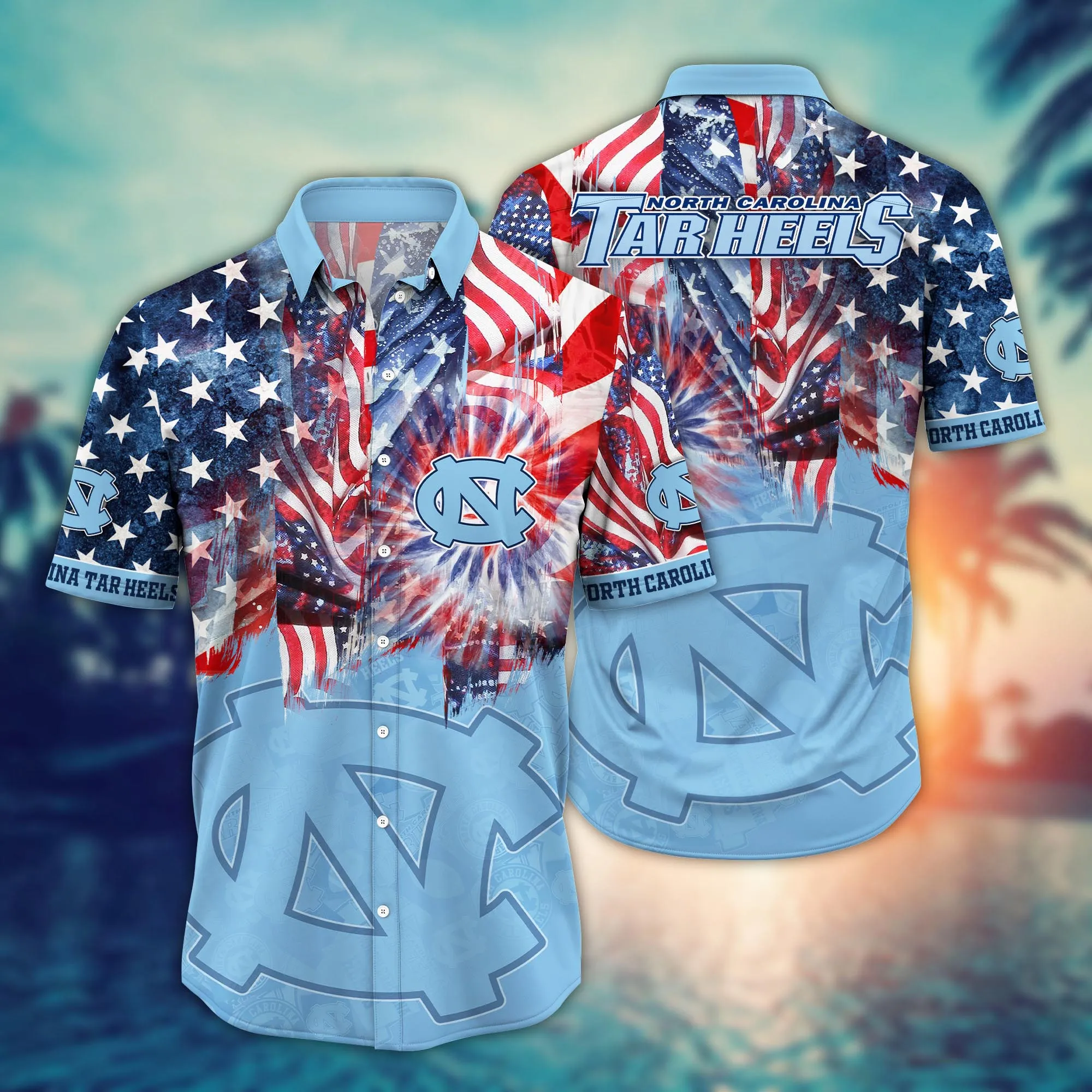 North Carolina Tar Heels America Flag Pattern 4th Of July Hawaiian Shirt North Carolina Tar Heels America Flag Pattern 4th Of July Hawaiian Shirt