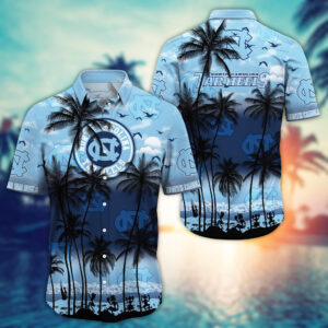 North Carolina Tar Heels Black Palm Beach Hawaiian Shirt