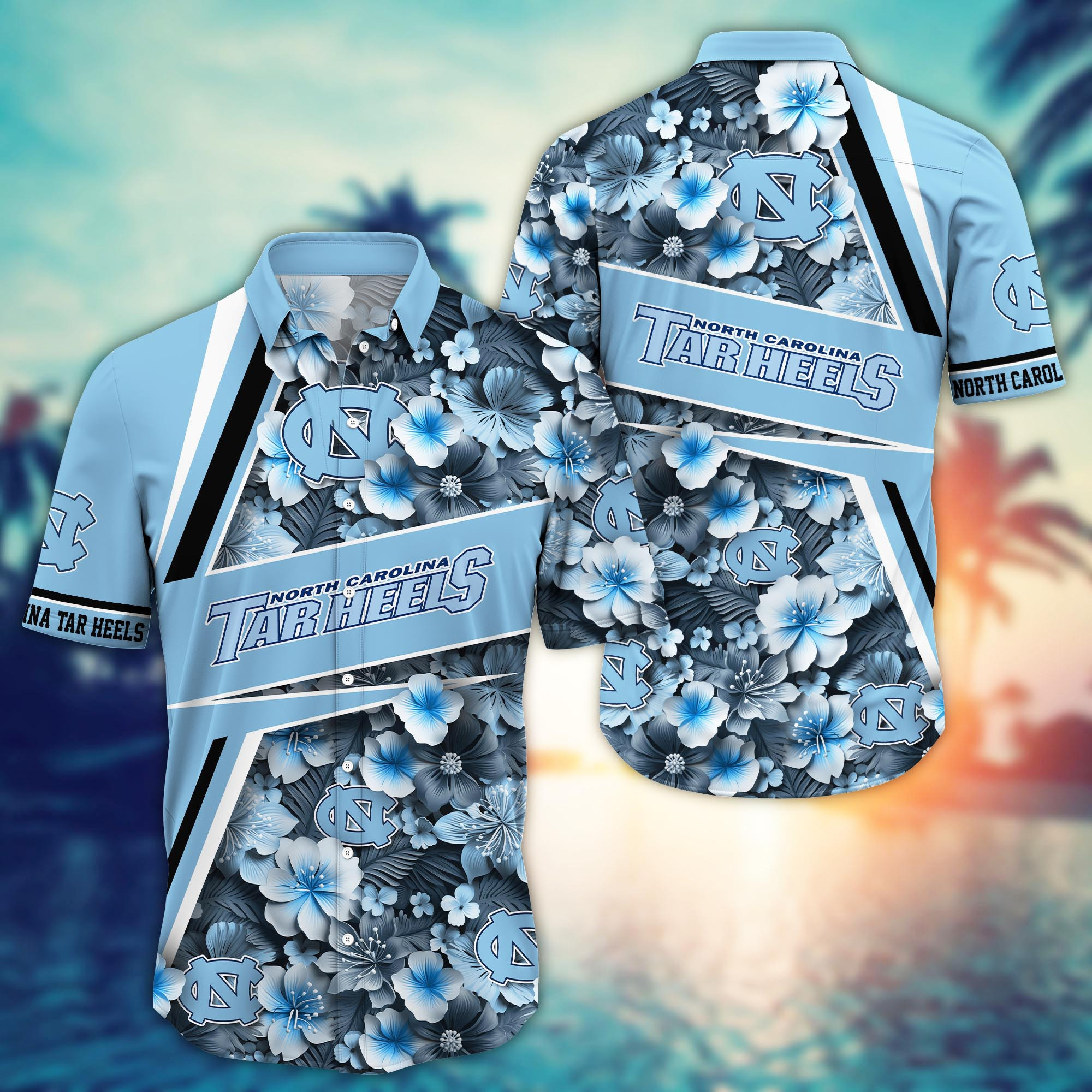 North Carolina Tar Heels Blossom Hawaiian Shirt North Carolina Tar Heels Blossom Hawaiian Shirt