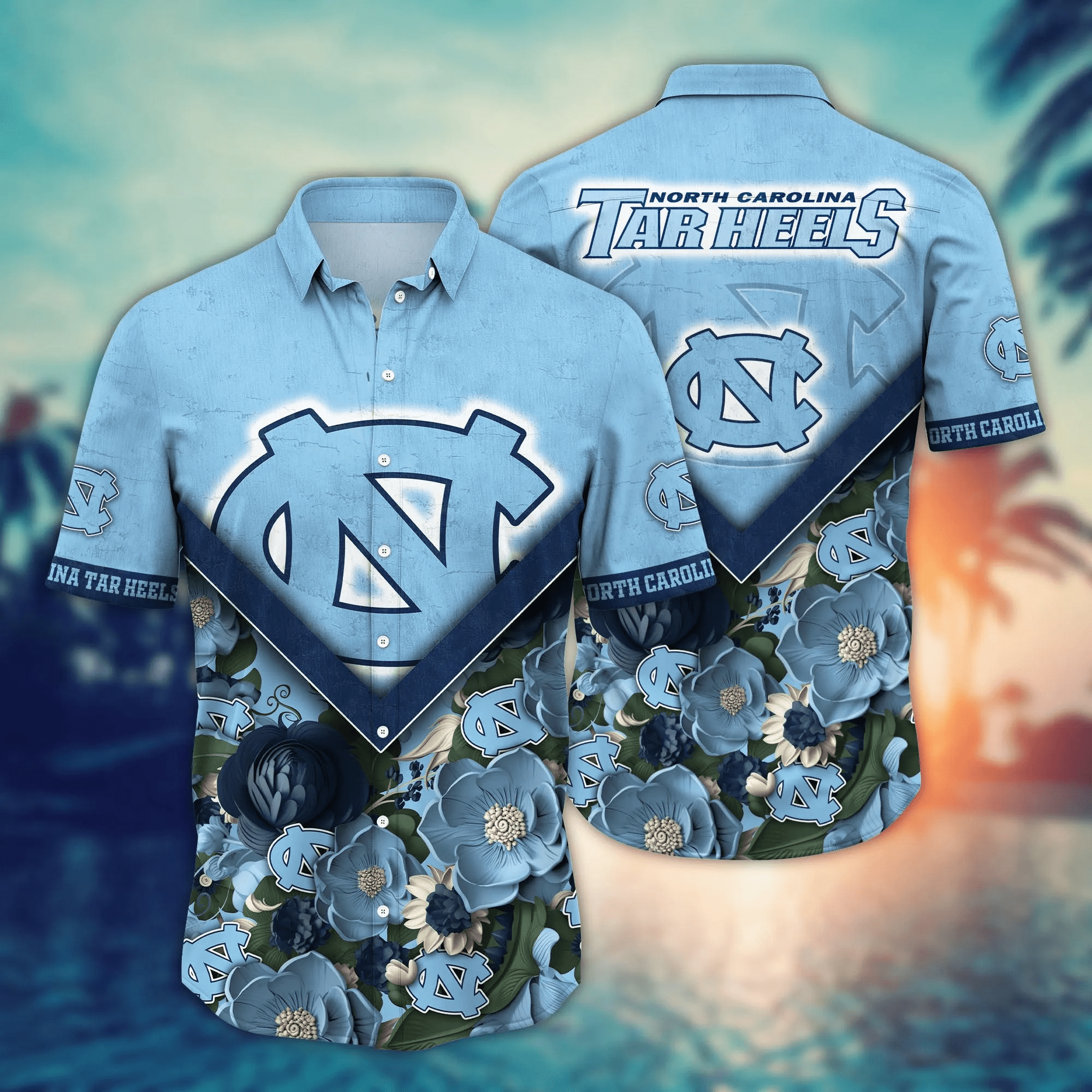 North Carolina Tar Heels Vibrant Flower Hawaiian Shirt North Carolina Tar Heels Vibrant Flower Hawaiian Shirt