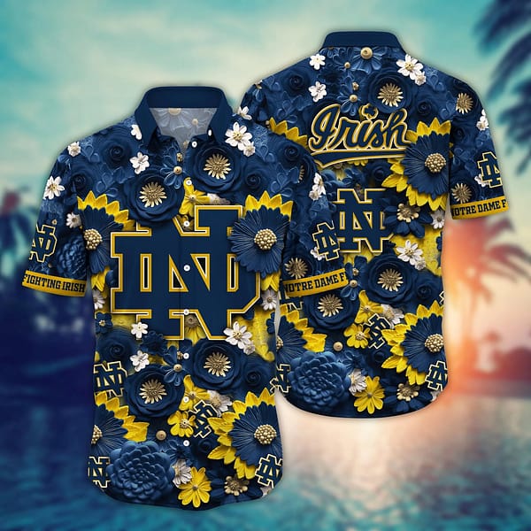 Notre Dame Fighting Irish Blossom Hawaiian Shirt Notre Dame Fighting Irish Blossom Hawaiian Shirt