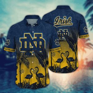 Notre Dame Fighting Irish Flamingo Couple Hawaiian Shirt
