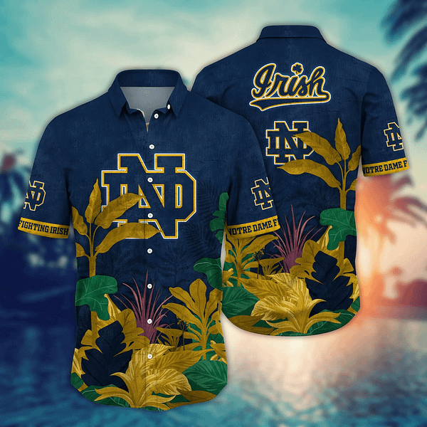 Notre Dame Fighting Irish Full Color Tropical Floral Hawaiian Shirt Notre Dame Fighting Irish Full Color Tropical Floral Hawaiian Shirt
