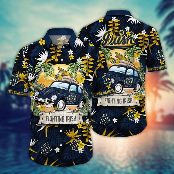 Notre Dame Fighting Irish Summer Car Beach Hawaiian Shirt Notre Dame Fighting Irish Summer Car Beach Hawaiian Shirt
