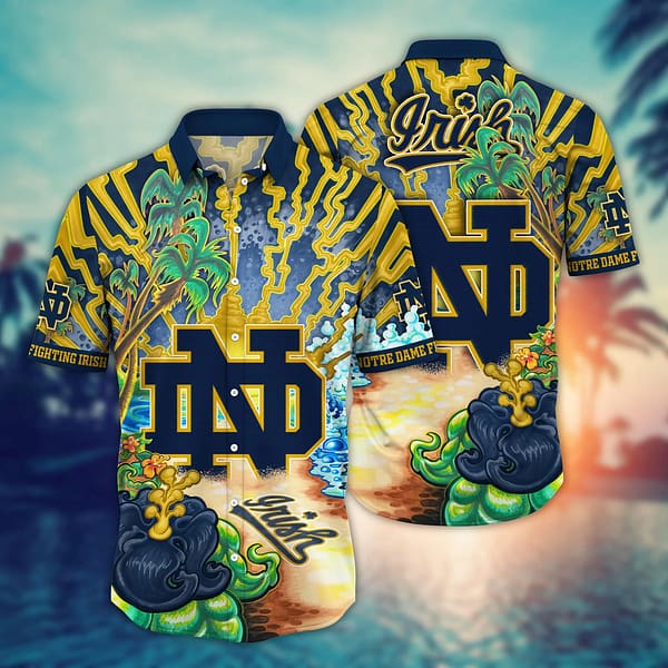 Notre Dame Fighting Irish Thunder Strike Beach Palm Tree Hawaiian Shirt Notre Dame Fighting Irish Thunder Strike Beach Palm Tree Hawaiian Shirt