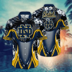 Notre Dame Fighting Irish Tropical Leaf Armor Design Hawaiian Shirt