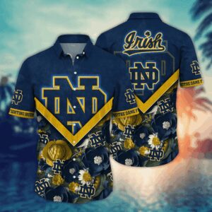 Notre Dame Fighting Irish Vibrant Flower Hawaiian Shirt