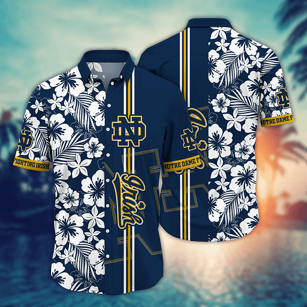 Notre Dame Fighting Irish White Botanical Flowers Hawaiian Shirt Notre Dame Fighting Irish White Botanical Flowers Hawaiian Shirt