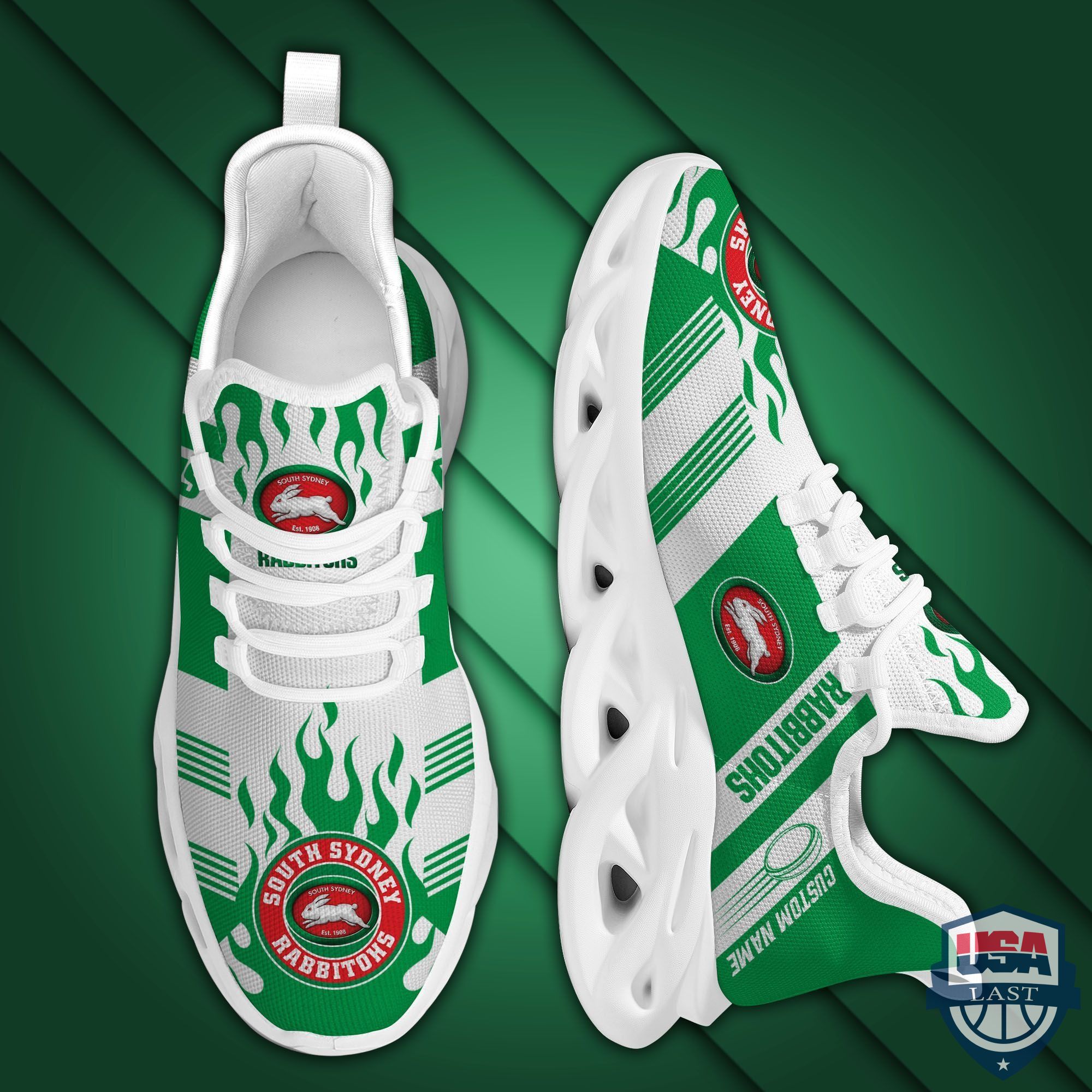 Nrl South Sydney Rabbitohs Custom Name Max Soul Shoes Nrl South Sydney Rabbitohs Custom Name Max Soul Shoes