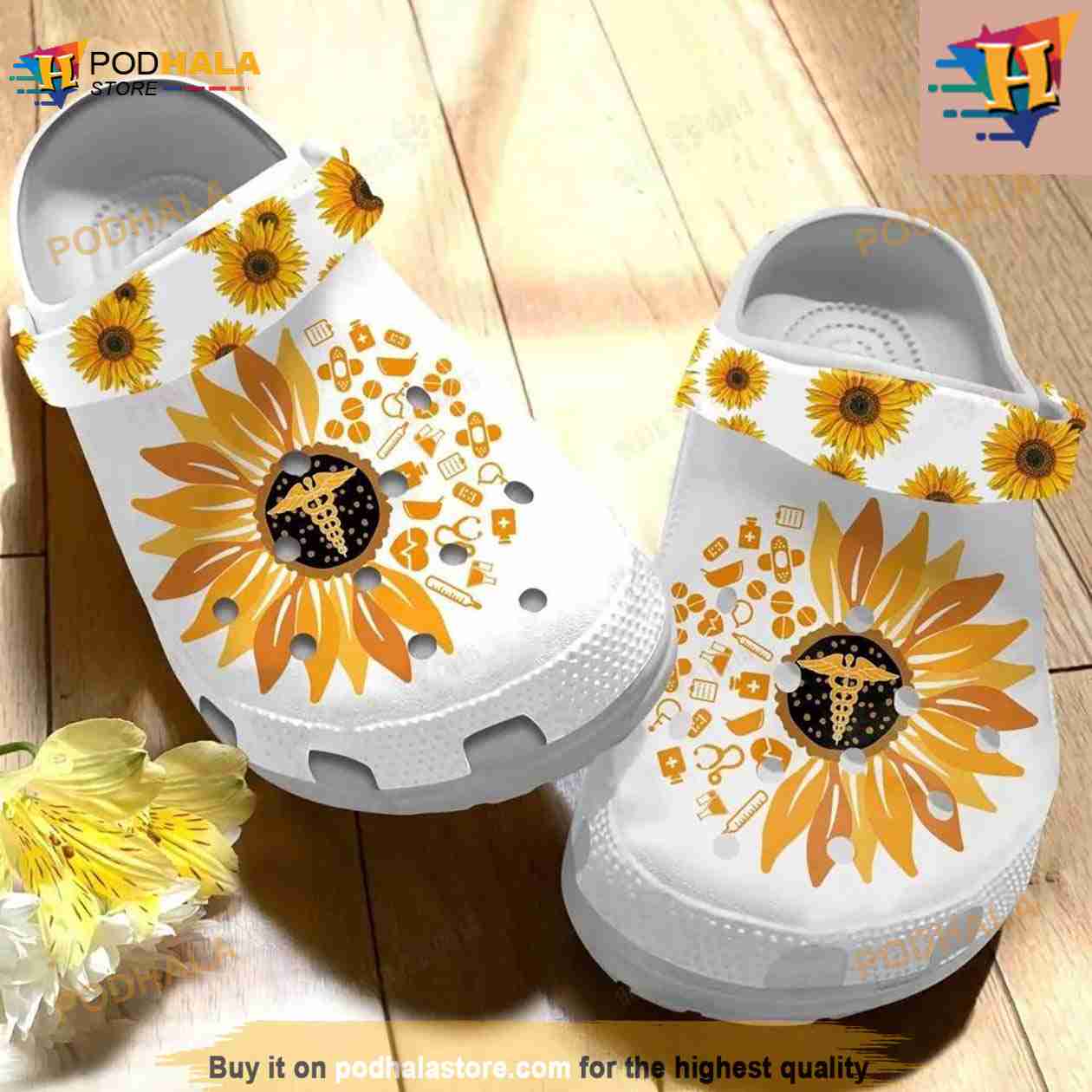 Nurse Sunflower Classic Crocs Clog Shoes Nurse Sunflower Classic Crocs Clog Shoes